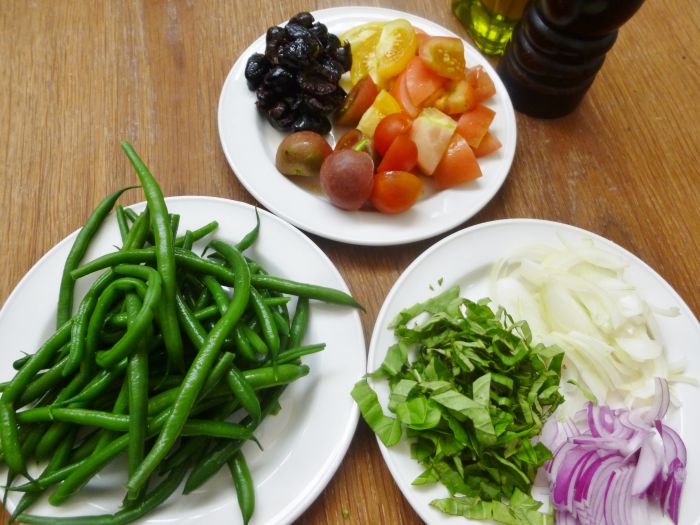 Ingredients for French bean salad