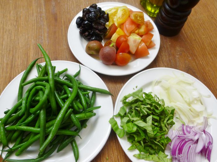 Ingredients for French bean salad Ingredients for French bean salad