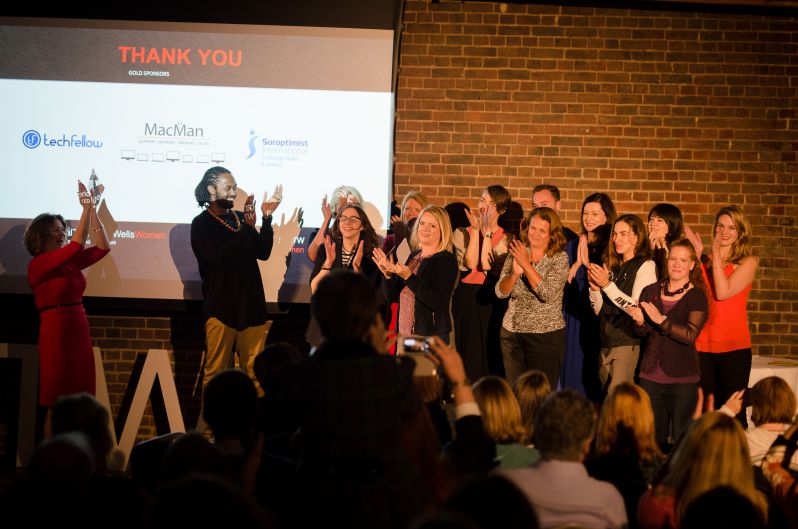 Speakers and audience applauding at TEDx Tunbridge Wells Speakers clapping at TEDx event in Tunbridge Wells
