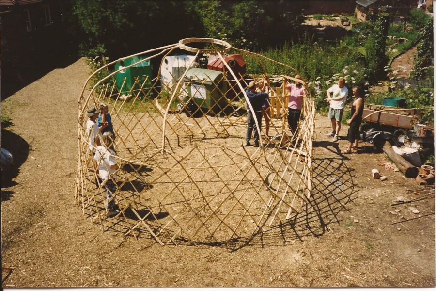 Special needs group building Yurt at Bore Place